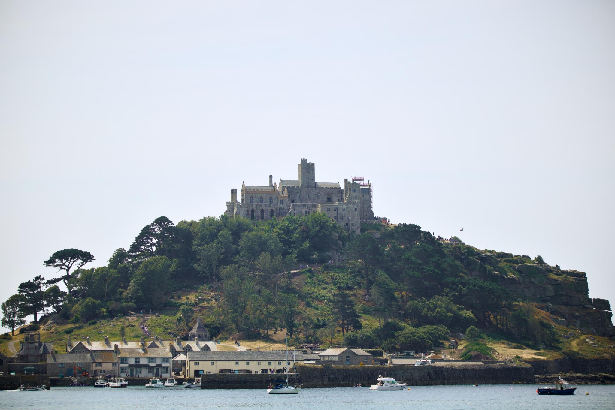 St Michael's Mount with its castle seen from the shore at Marazion