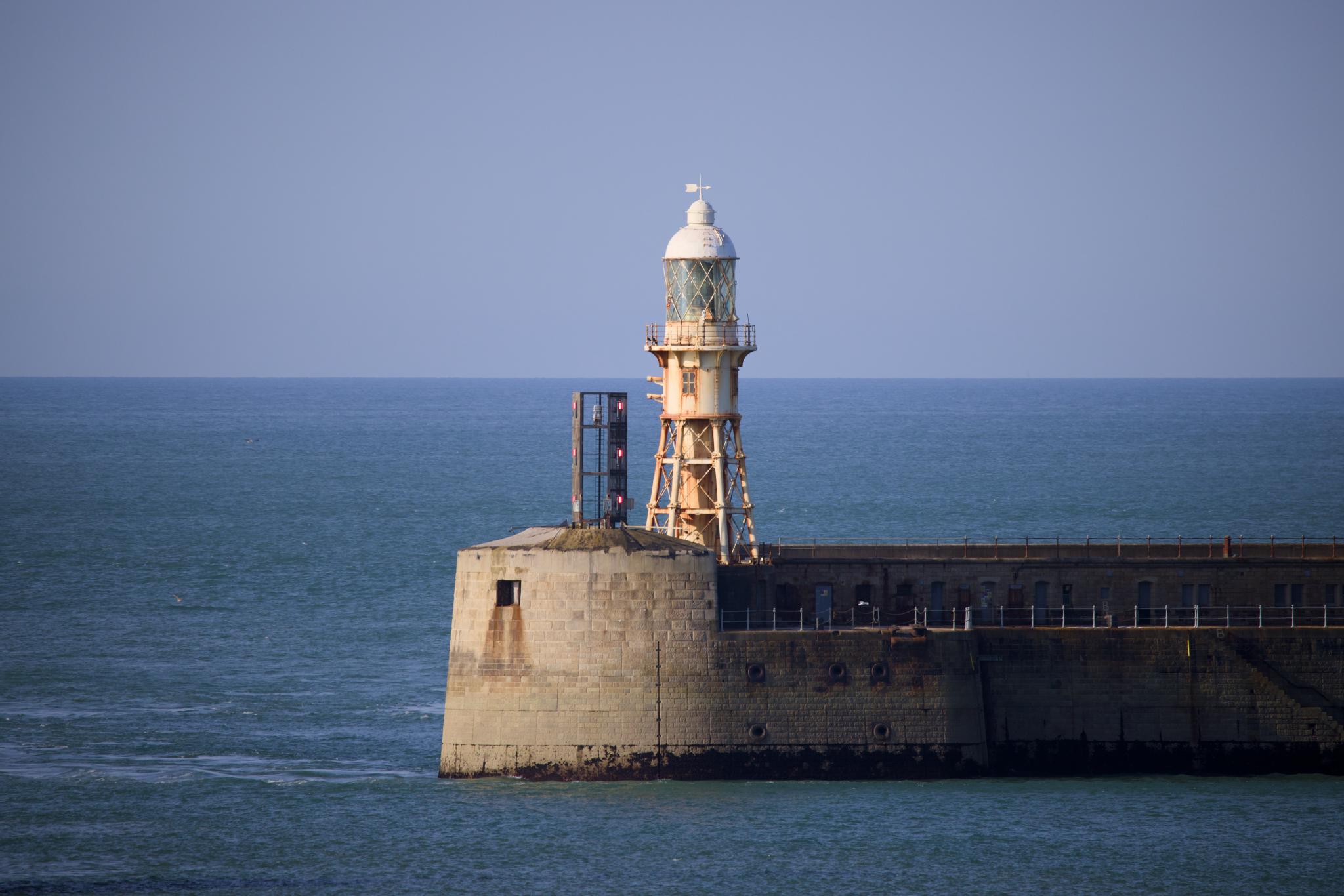 Lighthouse on the breakwater of Dover harbour