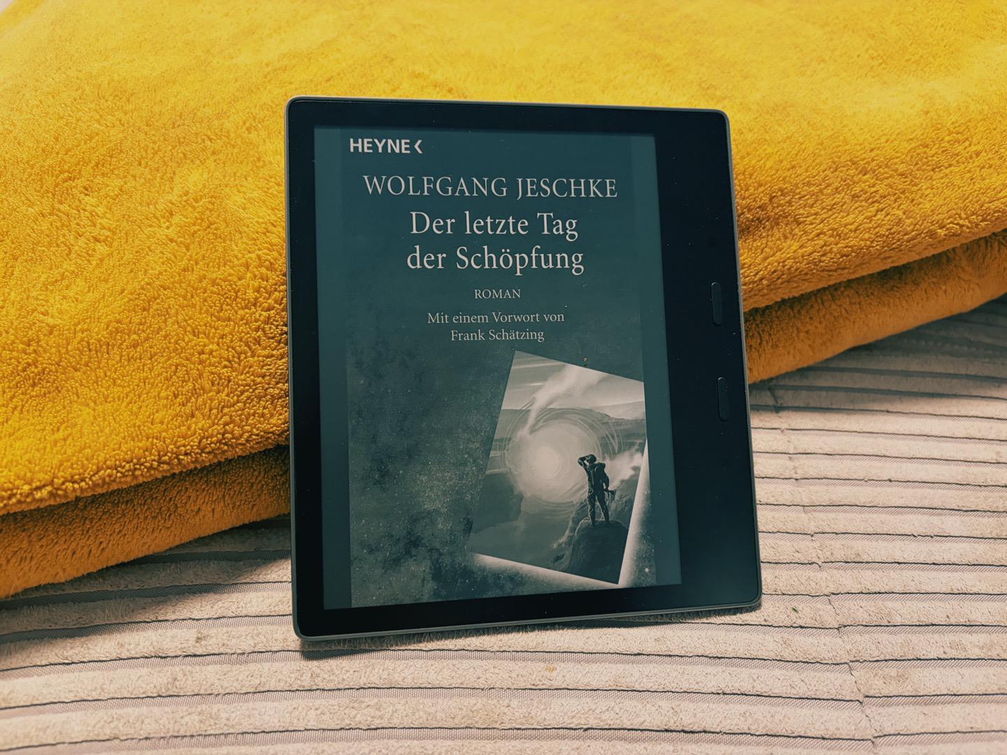 Kindle showing the cover of Der letzte Tag der Schöpfung